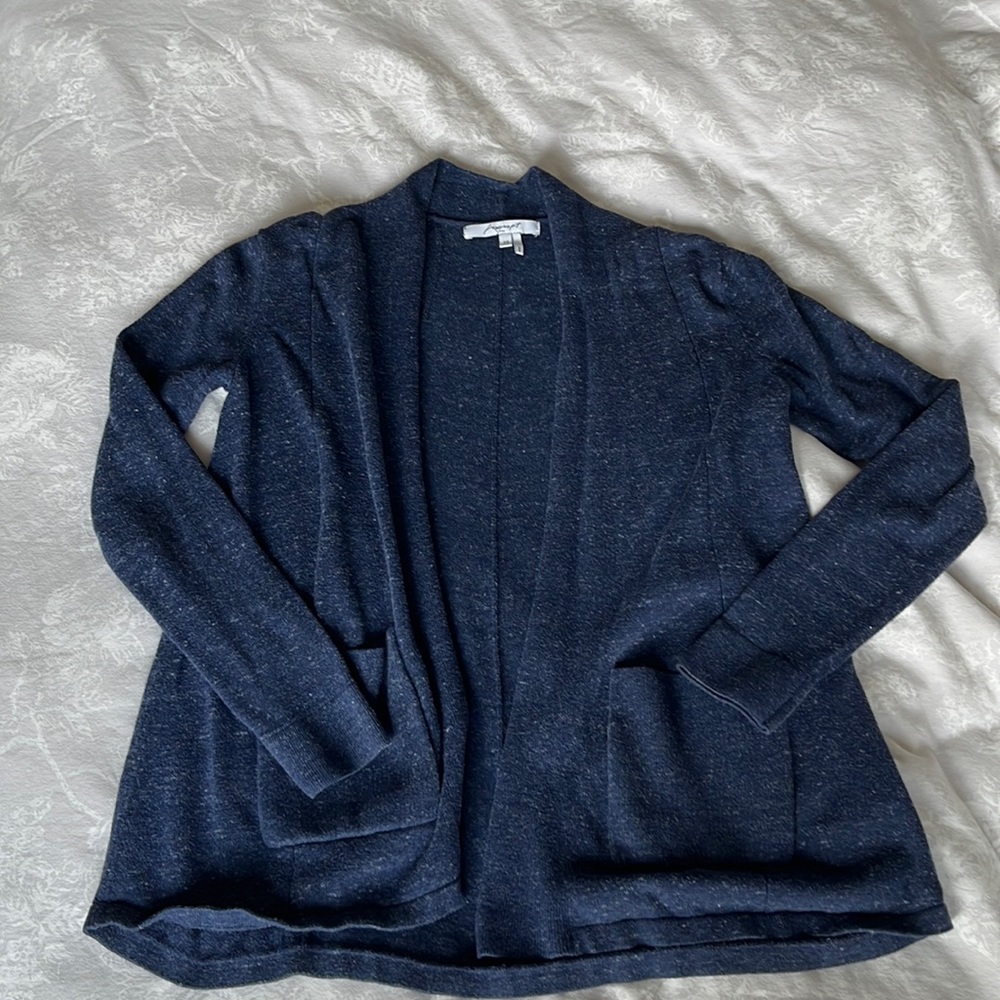 Foxcroft heathered blue cardigan xs